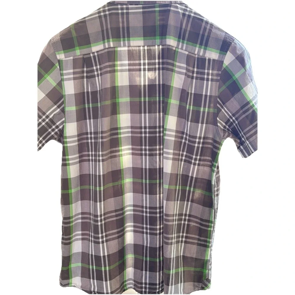 THE NORTH FACE L BUTTON Up  SHIRT MENS  Pockets Logos Short Sleeves Plaid‎